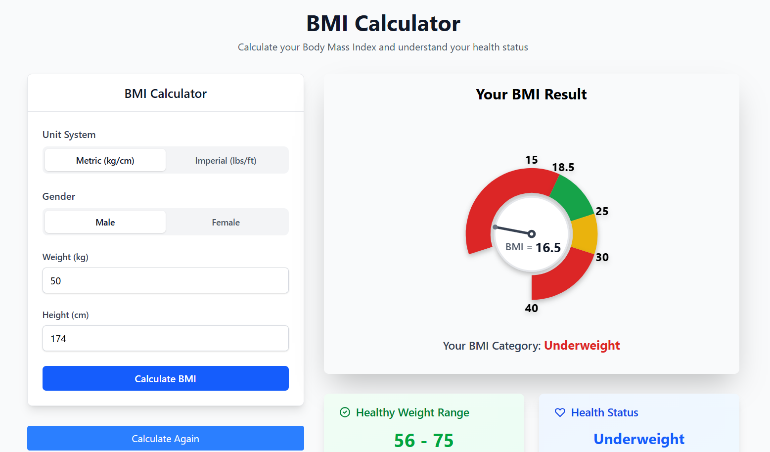Calculator - BMI Calculator